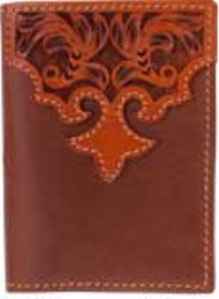 3D Belt Company W995 Brown Wallet with Floral Embossed Trim